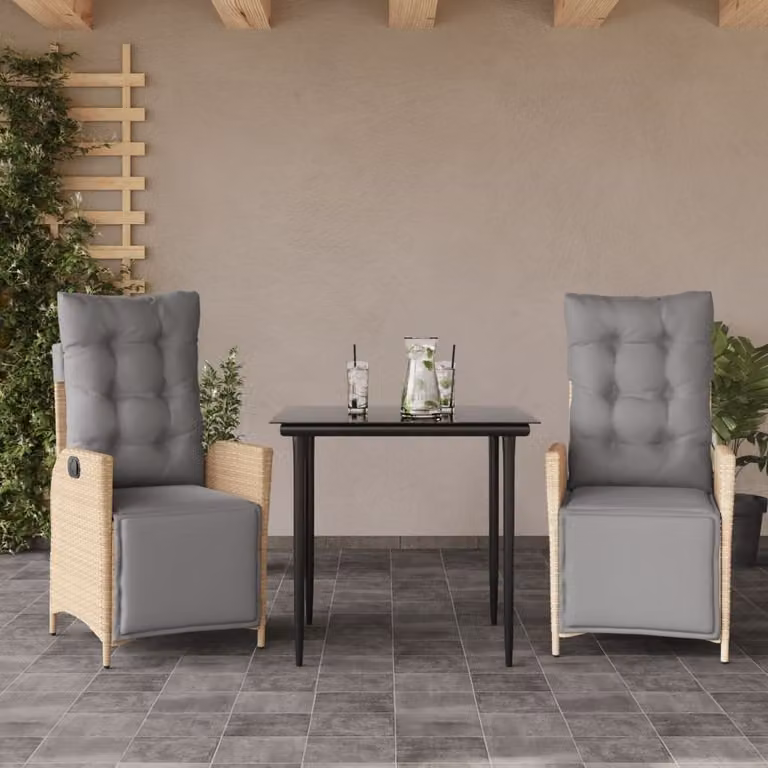 Maison Exclusive - Set Pranzo da Giardino 3 pz con Cuscini Beige Misto Polyrattan
