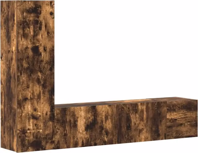 Set di Mobili Porta TV 3 Pezzi in Legno Multistrato Rovere Fumo Marrone con Design Classico e Finitura Opaca – 1