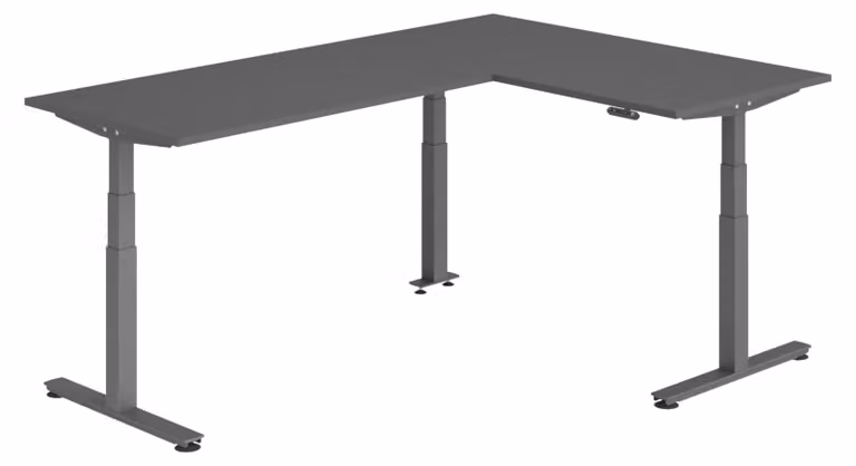 Scrivania angolare bümö regolabile elettricamente in altezza, forma a L - Finitura: grafite, struttura: grafite, dimensioni: scrivania angolare 160 x 240 cm