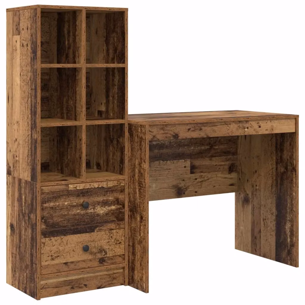 Scrivania moderna con scaffale vidaXL in legno marrone L: 135,5 cm, P: 50 cm, H: 127 cm – 2