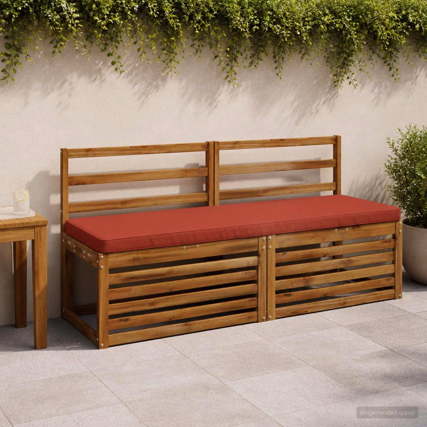 Set di 2 cuscini per panchina vidaXL VUGHT in poliestere rosso con rivestimento rimovibile e resistente ai raggi UV