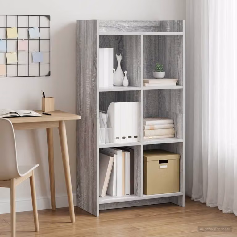 Libreria moderna vidaXL in legno ingegnerizzato grigio, L: 59 cm, P: 30 cm, H: 111 cm