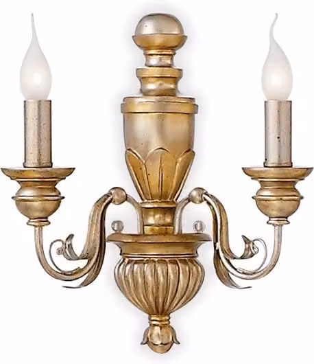 Applique Classica Firenze IDEAL LUX Oro e Bianco con 2 Luci E14 in Metallo e Plastica