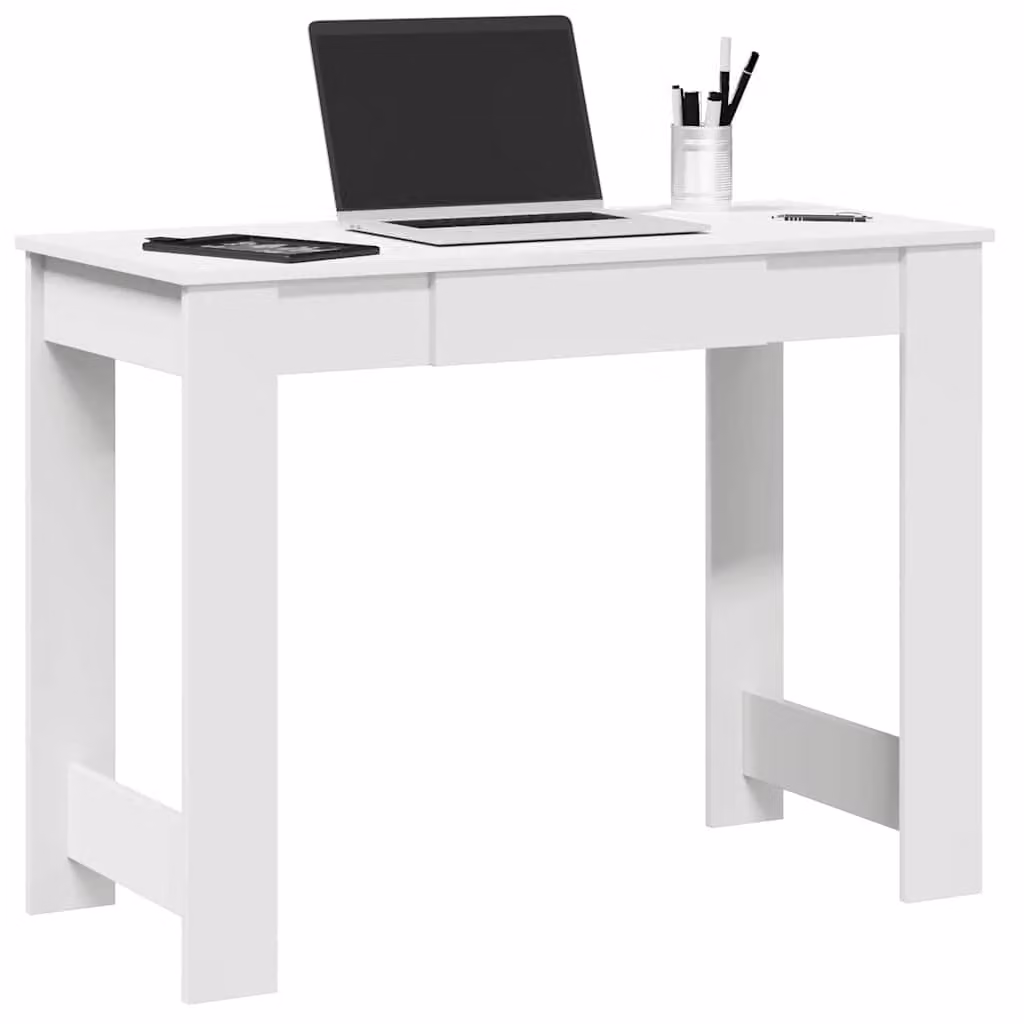 Scrivania moderna vidaXL bianca in legno e MDF, L 100 x P 45 x H 75 cm