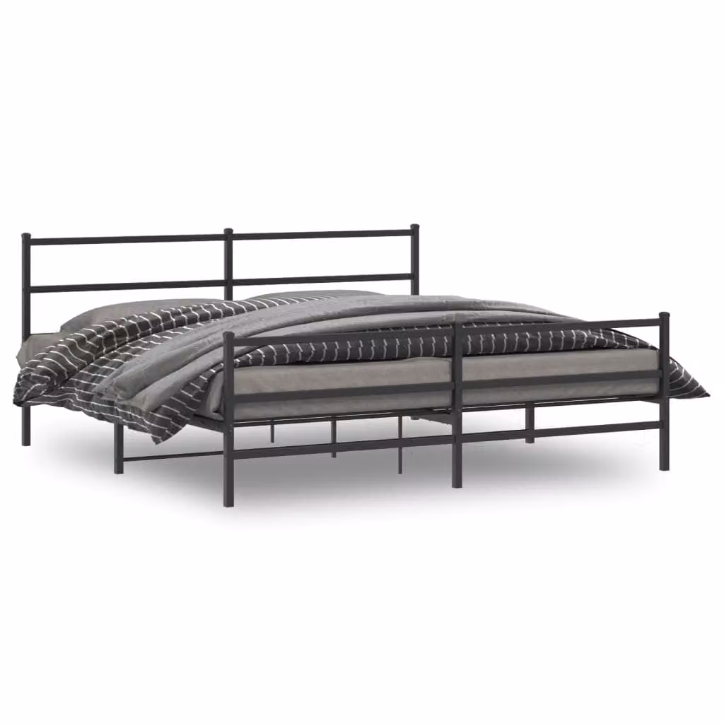 vidaXL Giroletto con Testiera e Pediera in Metallo Nero L: 180 cm, P: 200 cm, H: 90 cm