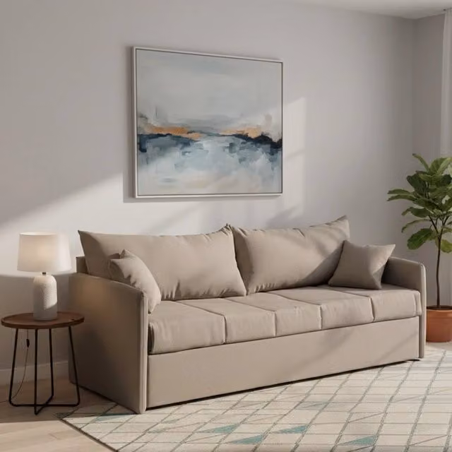 Avellana DMORA Divano Letto 3 Posti Sfoderabile in Tessuto Grigio, L: 205 cm, P: 86 cm – 1