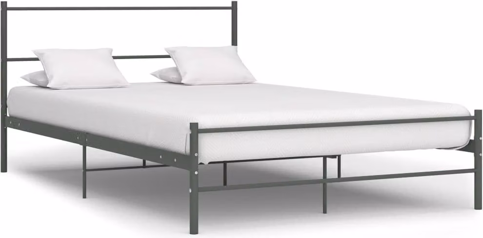vidaXL Struttura letto in metallo grigio 160×200 cm - Struttura letto - Cornici letto - Cornici letto - Cornici letto