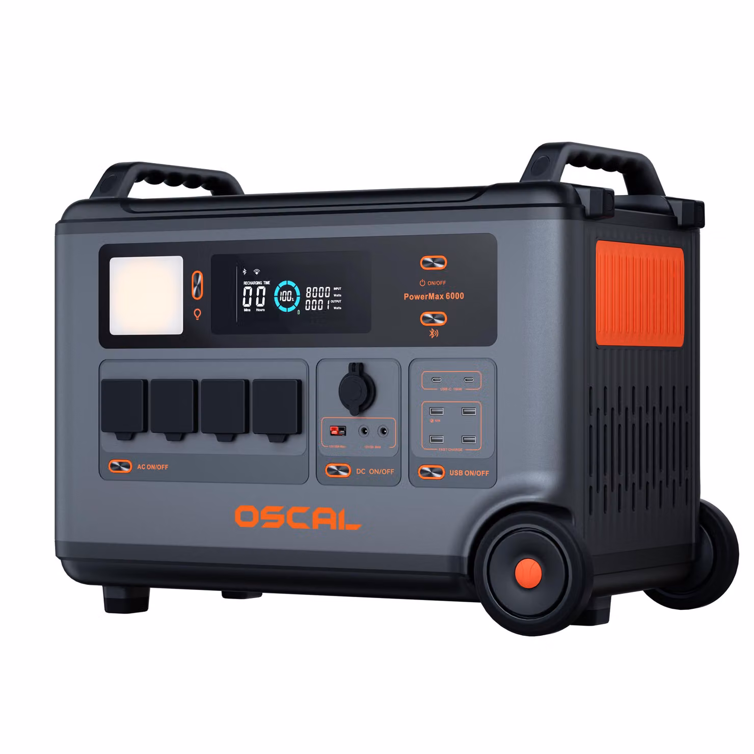 OSCAL PowerMax 6000, centralina di alimentazione da 3600 Wh/6000 W, tecnologia LiFePO4, UPS, controllabile tramite app