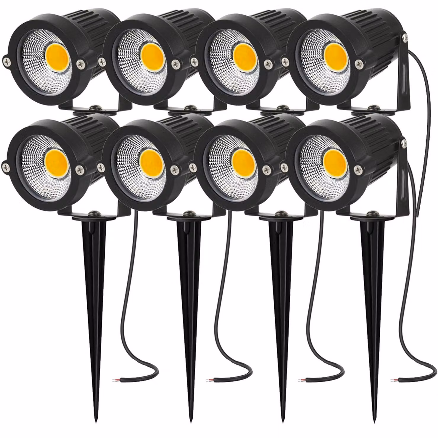 Set di 8 faretti LED da esterno, 5W, 12V/24V, grado di protezione IP66, luce bianco caldo 3000K
