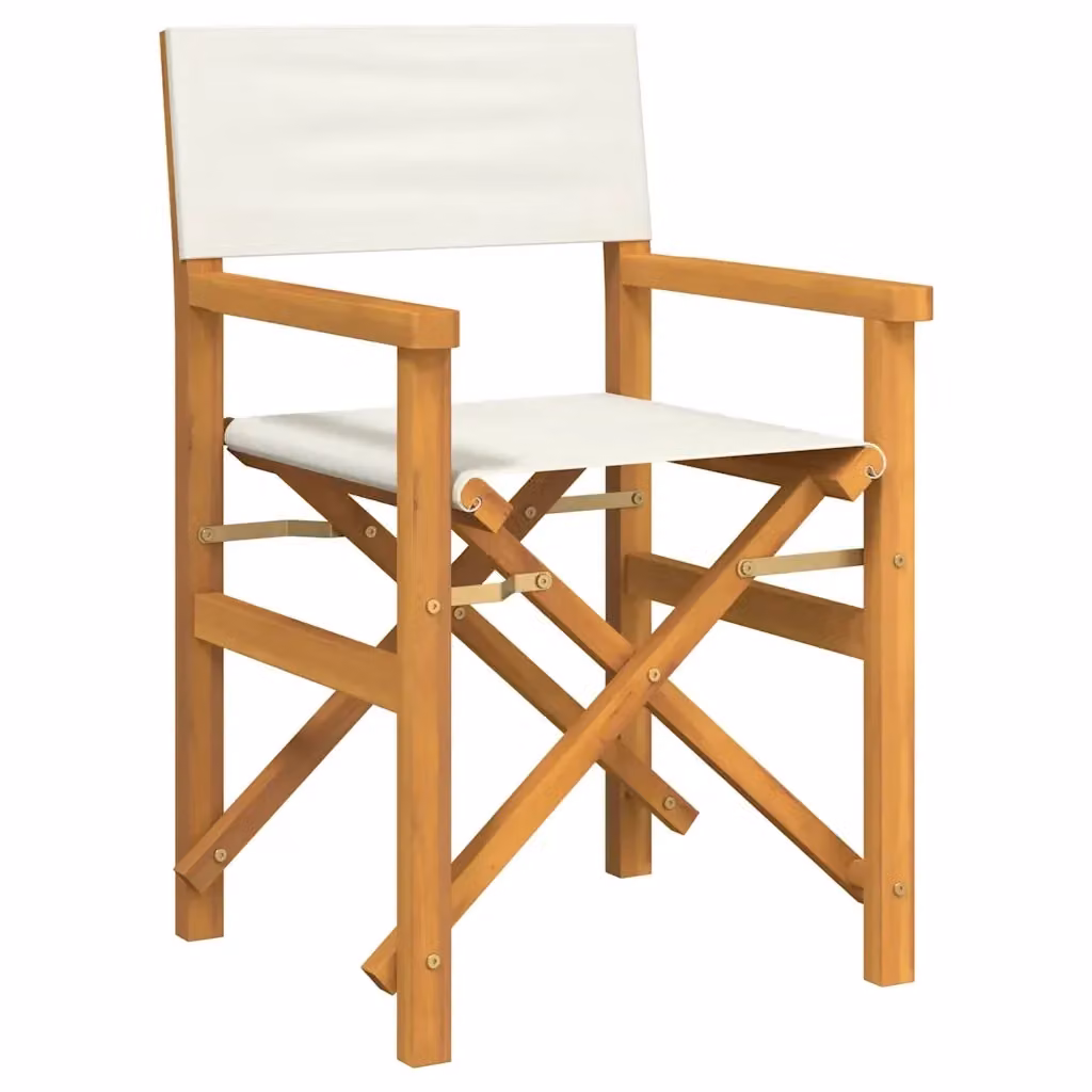 Sedia da regista pieghevole vidaXL in legno di teak con tessuto beige resistente ai raggi UV – 2