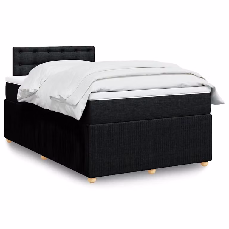 vidaXL Giroletto a Molle con Materasso Ibrido in Tessuto Nero L/P/H: 200 x 120 x 100,5 cm