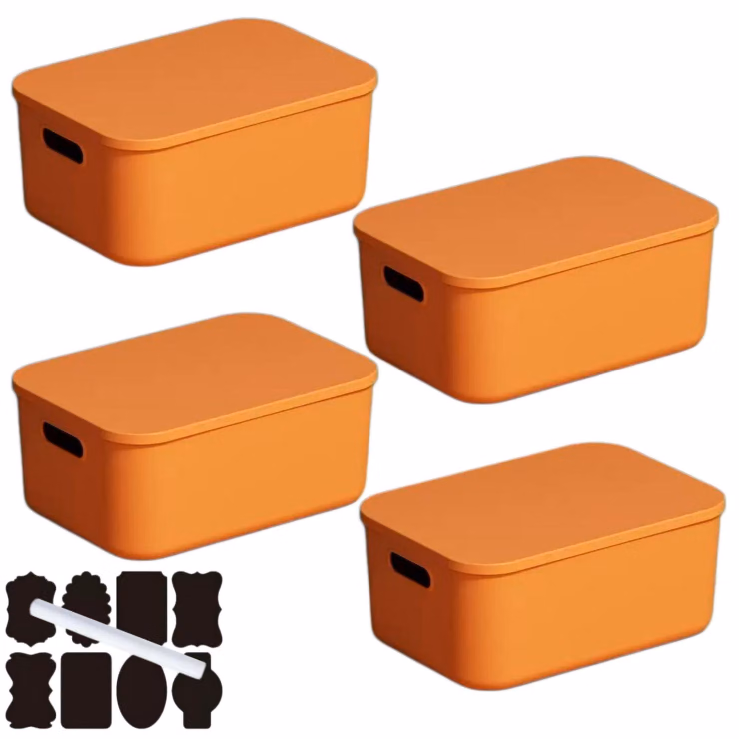 Elzusha - Contenitori impilabili in plastica con coperchio, confezione da 4 pezzi