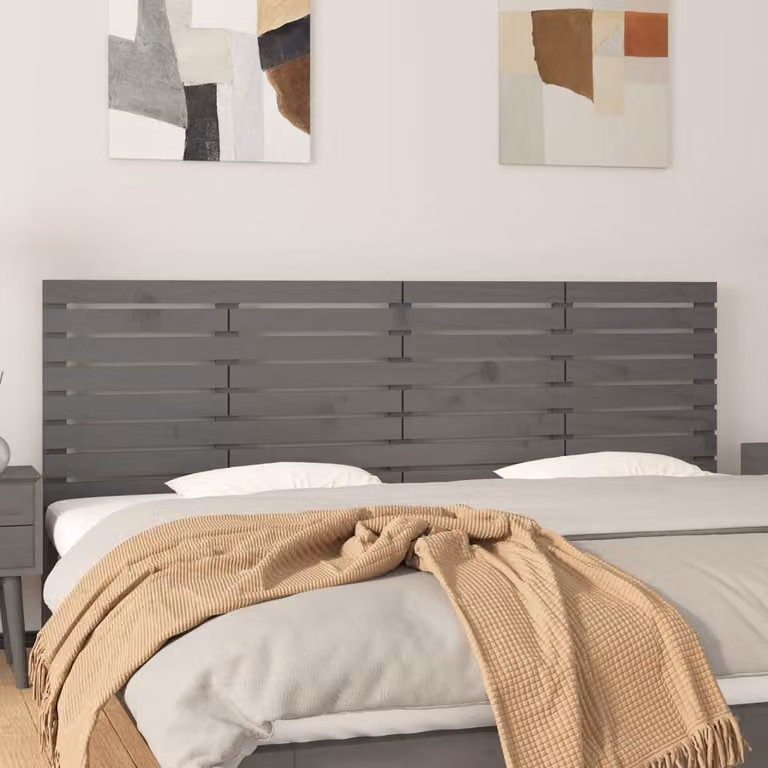 Testiera da parete vidaXL in legno massello di pino grigio L: 206 cm, H: 63 cm, P: 3 cm
