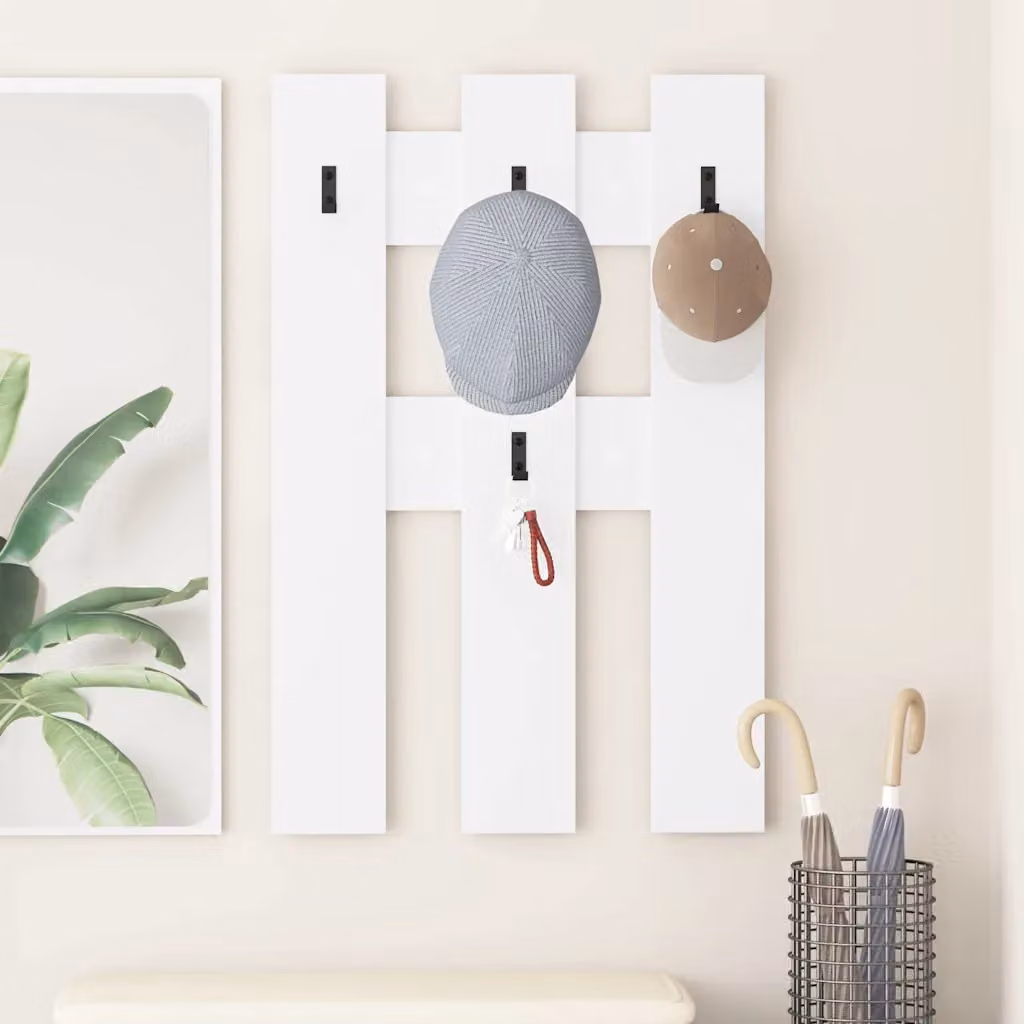 Appendiabiti a muro moderno vidaXL in MDF laccato bianco L 100 x H 65 x P 3 cm