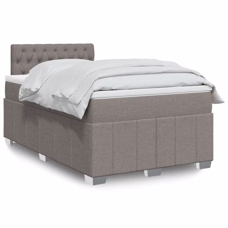 vidaXL Giroletto a Molle con Materasso in Tessuto Beige e Grigio L/P: 120 x 200 cm