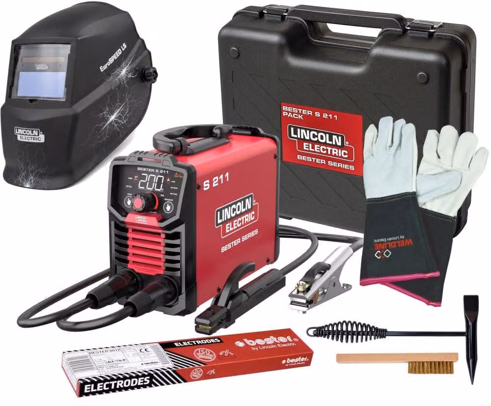 Lincoln Electric Bester S 211 – Saldatrice ad inverter ad elettrodo MMA, Kit completo