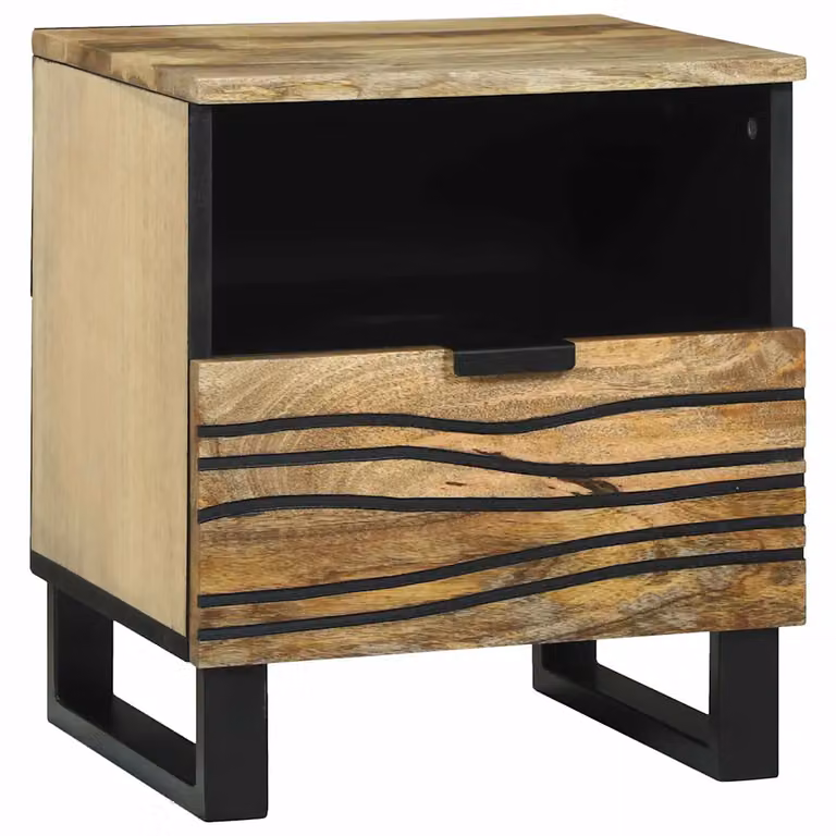 Armadio da notte vidaXL in legno di acacia e mango color marrone stile rustico L 40 cm, P 33 cm, H 46 cm