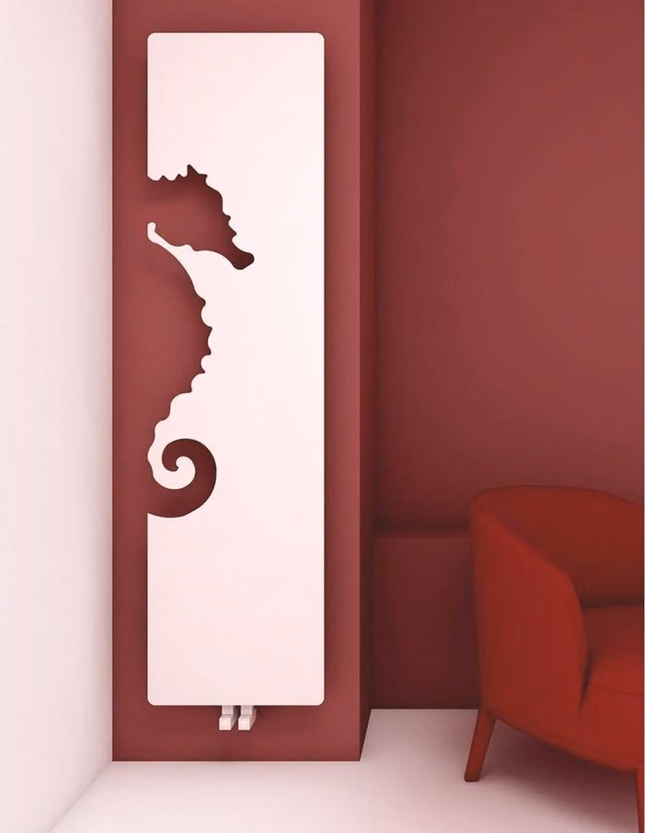 Casa Padrino stufa a parete rosa cavalluccio marino h. 179 cm - Stufa a parete verticale