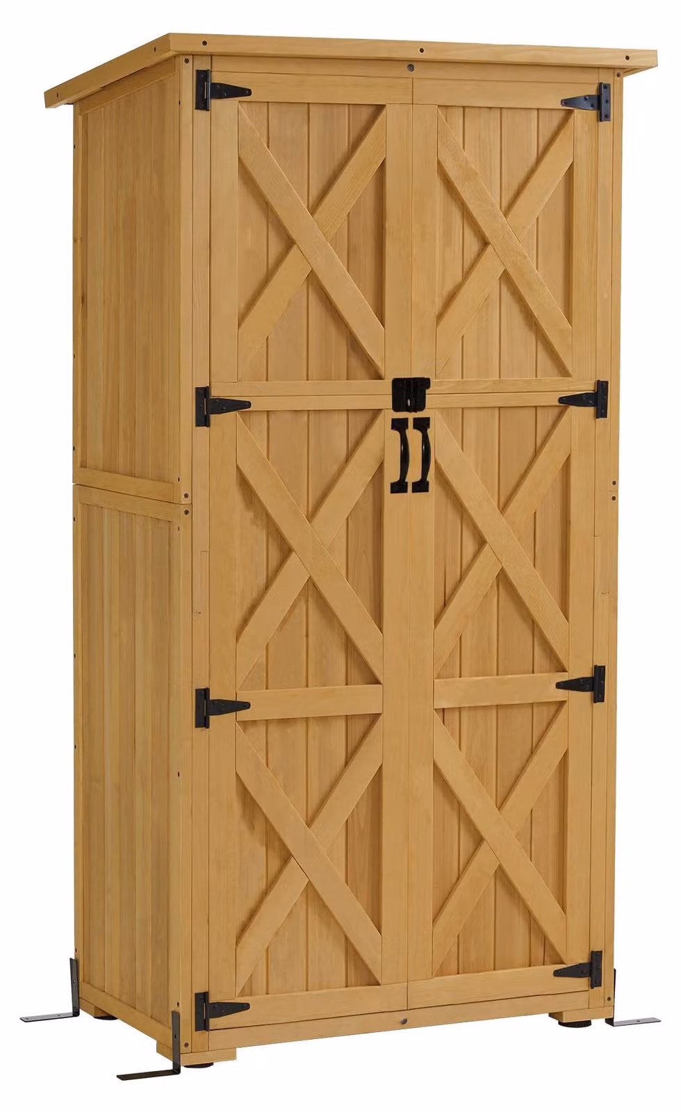 Armadietto da giardino in legno naturale - 55x90x169 cm - Resistente all'acqua - Deposito per attrezzi