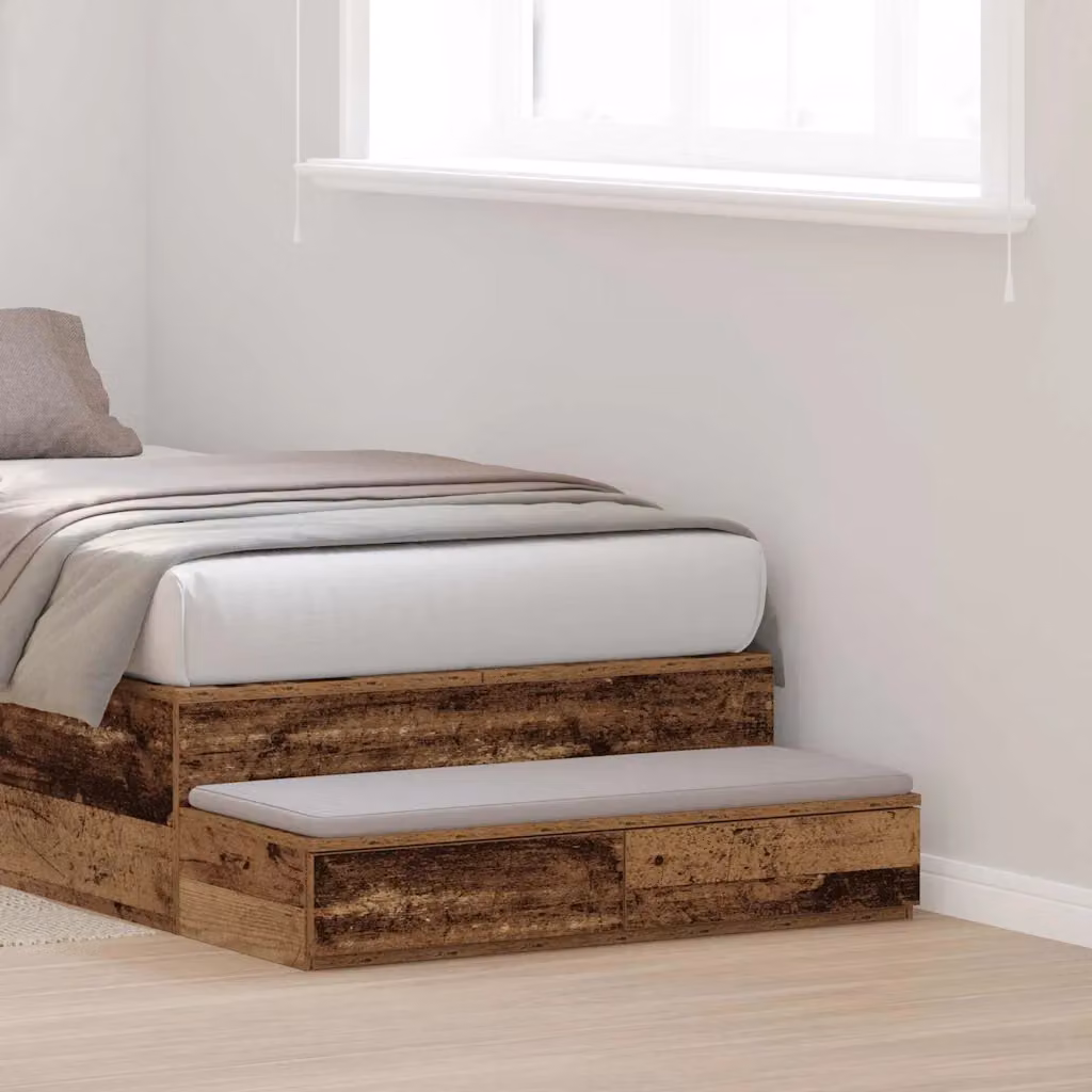 Cassetti per letto vidaXL in legno vecchio, marrone e beige, L 90 x P 36,5 x H 16,5 cm