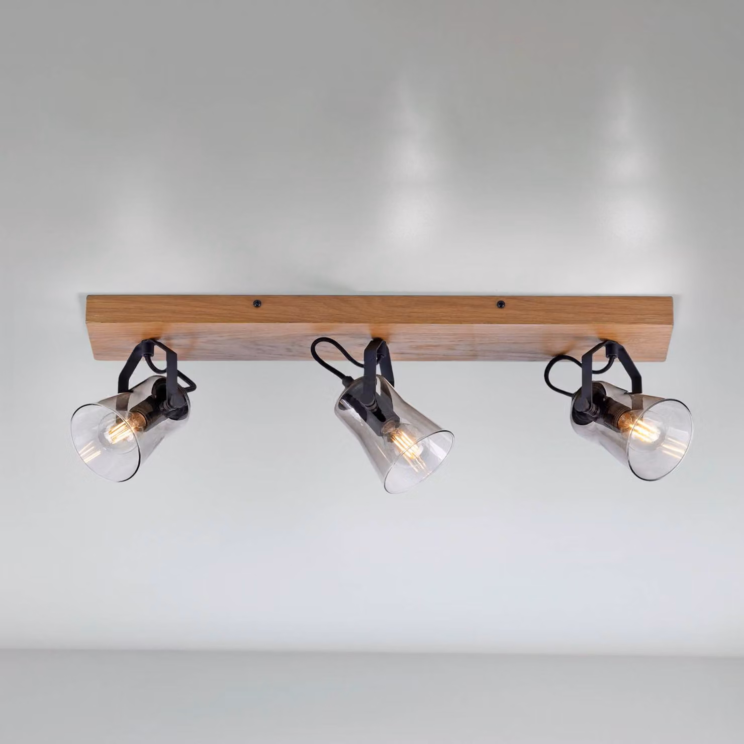 JUST LIGHT. GmbH Faretto da soffitto Langström verde, a 3 luci Green Langström, dimmerabile, Legno chiaro, Soggiorno / Sala da pranzo, Legno, Faretto