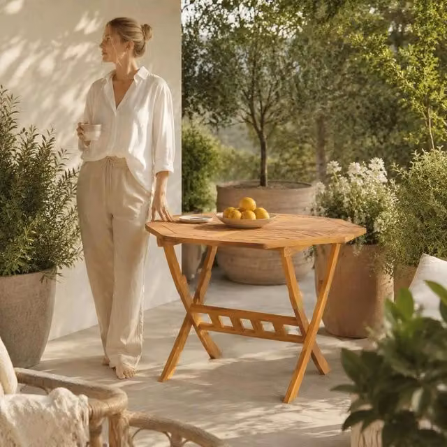 Folding Garden Table 90x75 Cm Solid Acacia Wood