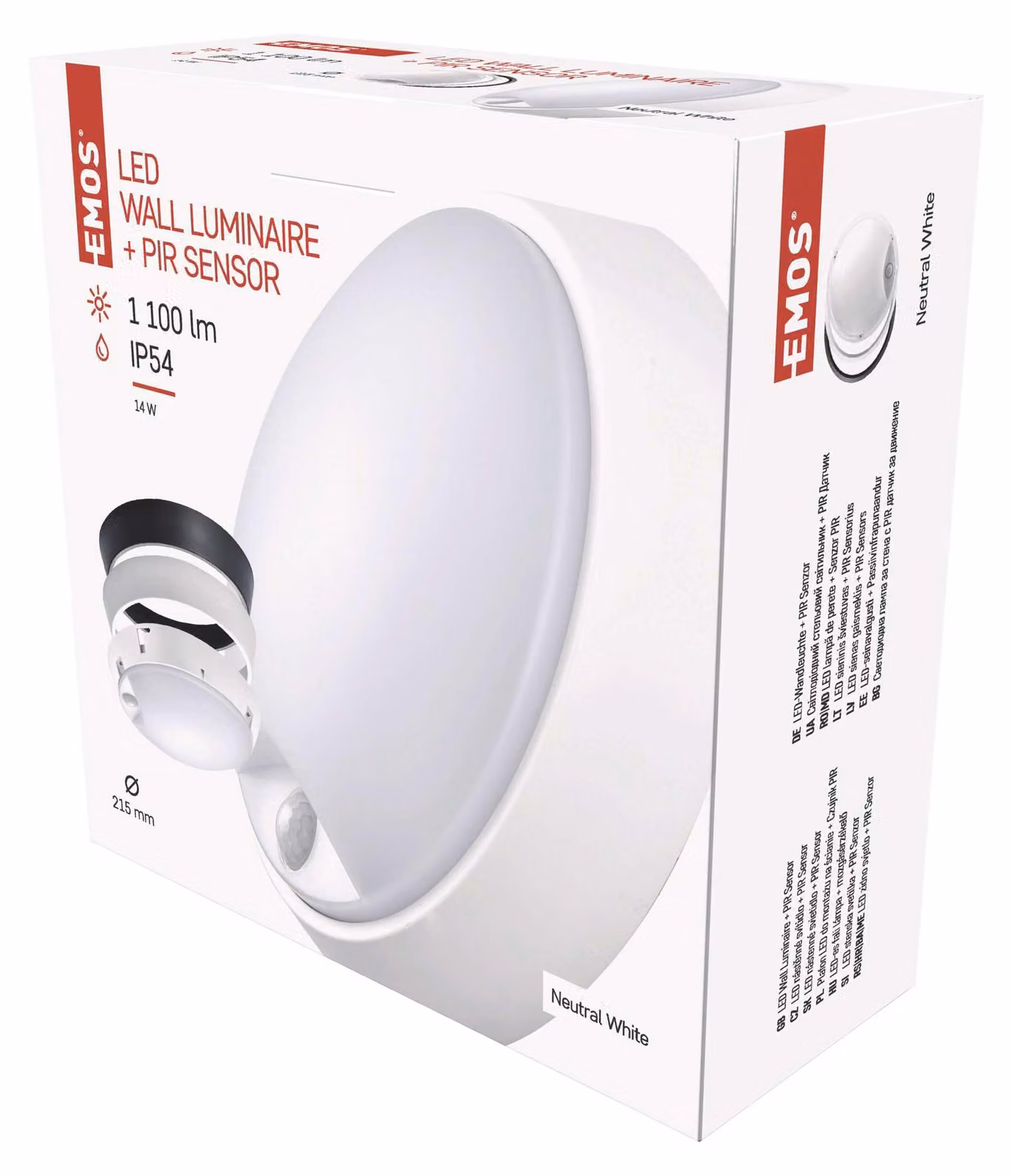 EMOS Apparecchio LED ZURI con sensore di movimento, 22 cm, 14 W, bianco neutro, IP54, ZM3231