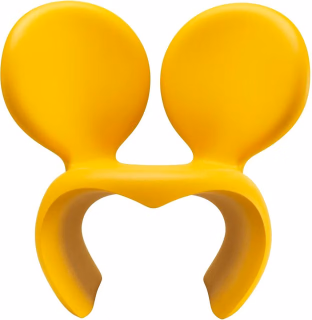 Poltrona moderna in polietilene Qeeboo Don't f**k with the mouse colore giallo