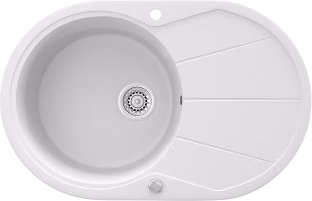 Lavello Bianco 78 x 50 cm Rotondo con posto per asciugare Bergström