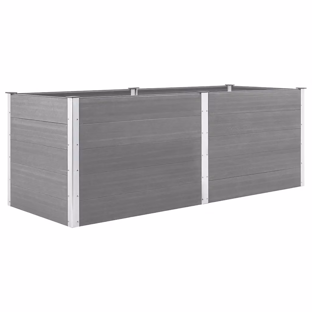 Letto Rialzato da Giardino vidaXL in WPC e Acciaio Grigio L: 250 cm, P: 100 cm, H: 91 cm – 2