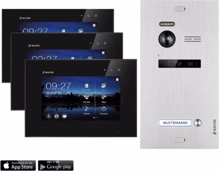 Videocitofono Balter EVO con app per case monofamiliari con monitor 3x da 7 pollici Argento Nero