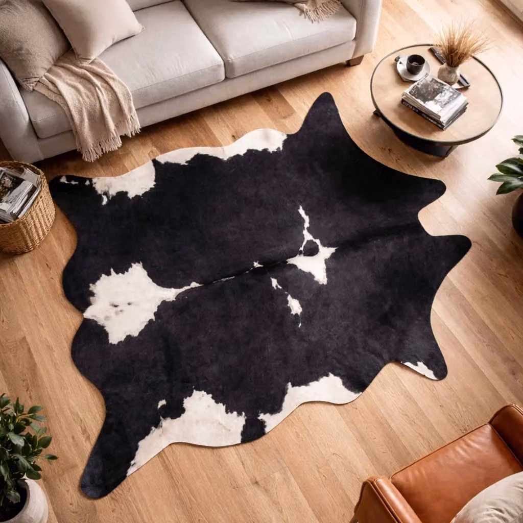 Tappeto Oviala con motivo animalier in finta pelle di mucca nero L: 155 cm, P: 190 cm – 2