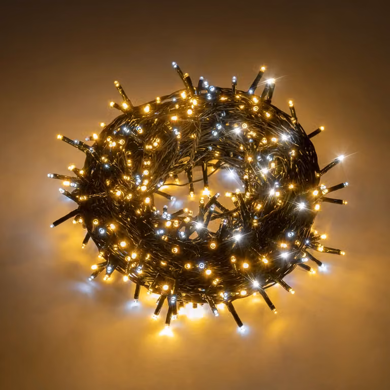 Dictrolux Catena Luminosa Compact Mix Flash con 500 LED, Bianco Caldo e Freddo, Multicolore, Lunghezza: 25 m