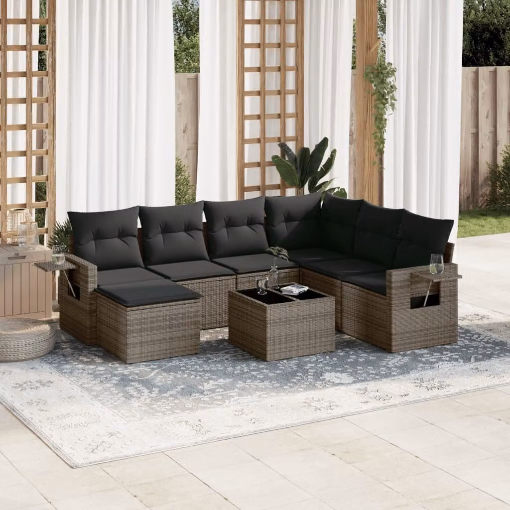 Maison Exclusive - Set Divano da Giardino 8 pz con Cuscini Grigio in Polyrattan