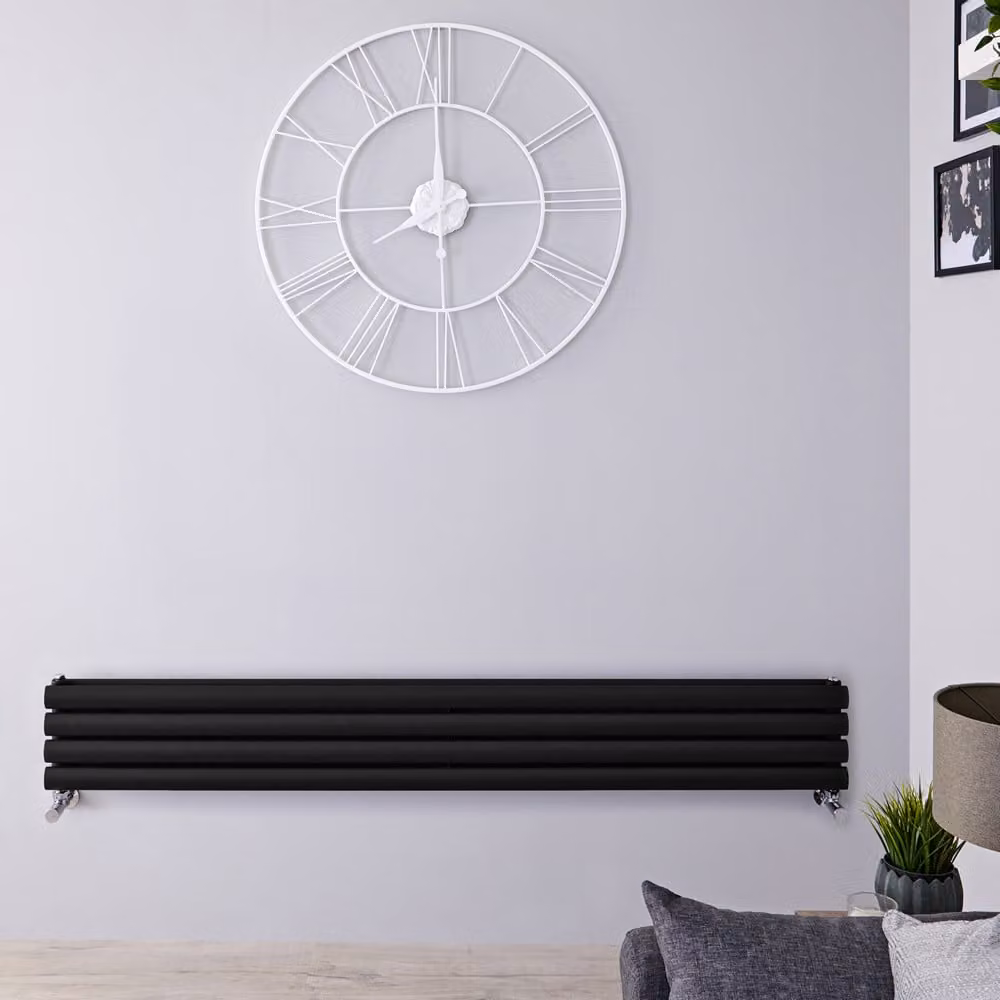 Radiatore di Design Orizzontale - Pannello Doppio - 236mm x 1600mm - Nero - Revive