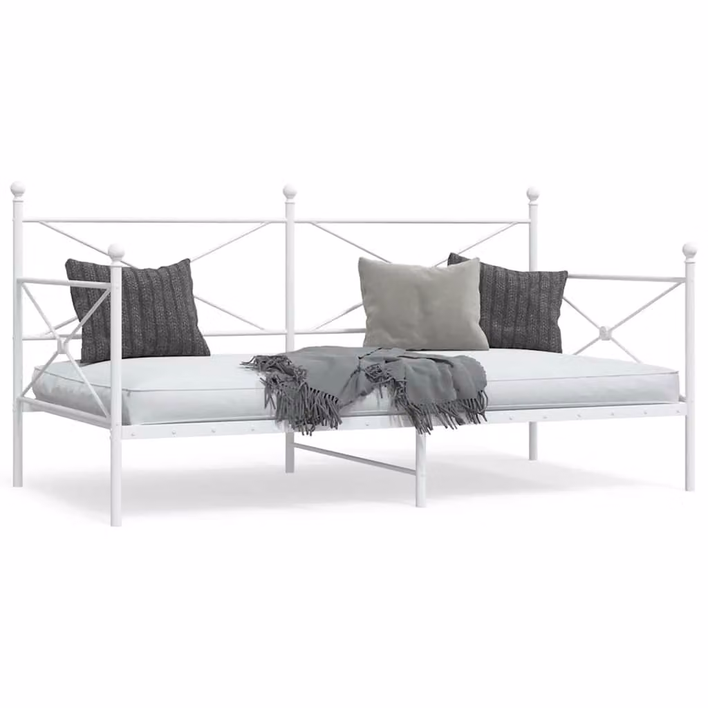 vidaXL Letto contenitore con base a sollevamento in metallo bianco L: 107 cm, P: 113 cm, H: 208 cm
