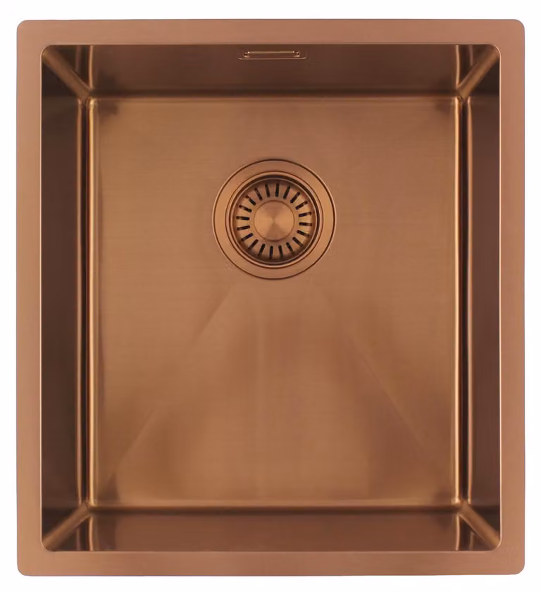 Lavello da cucina 36x40 cm, in rame, da incasso, design piatto, modello PLX3640-62 Pure.Sink