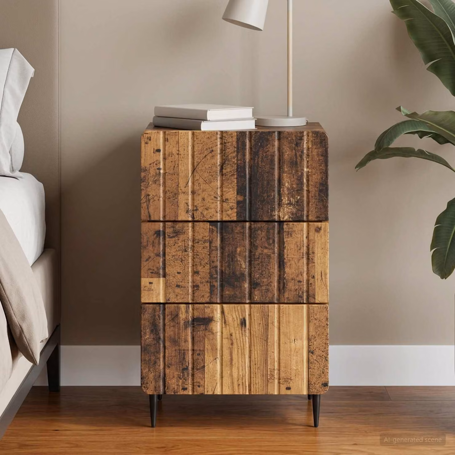 vidaXL Armadio da Notte con Cassetto in Legno Antico Marrone L: 43 cm, P: 41 cm, H: 68 cm