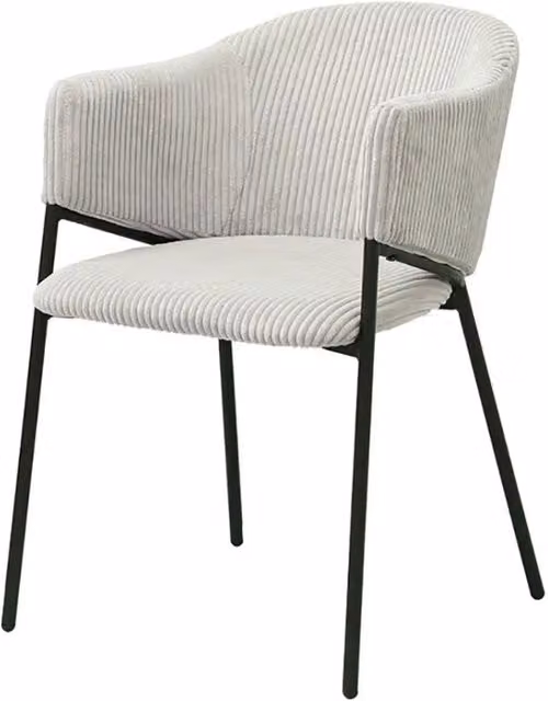 Sedia da pranzo Meublorama IMANY in velluto a coste grigio chiaro con braccioli e piedi in metallo nero stile industriale – 1