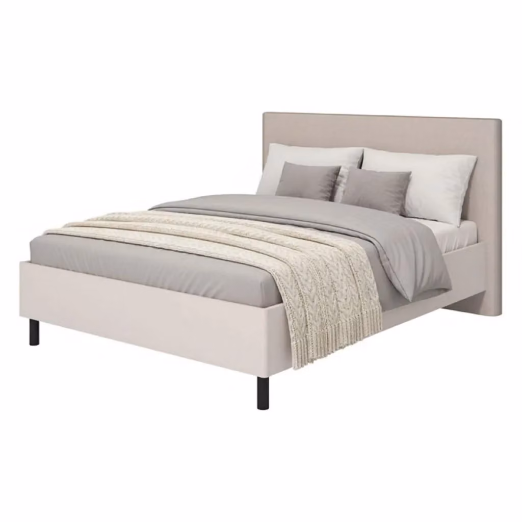 Letto Matrimoniale Uboldo DMORA in Tessuto Beige per Materasso 160 x 200 cm – 2