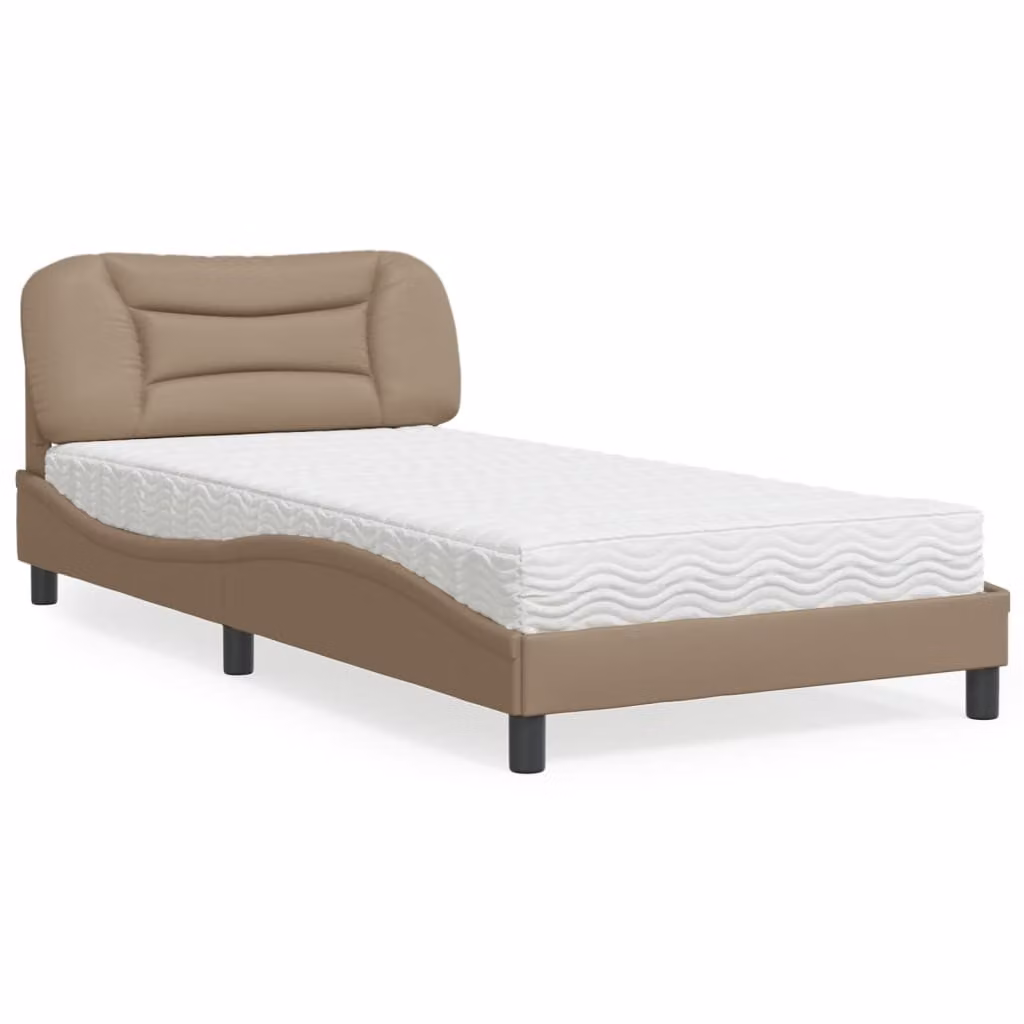 Letto con Materasso Hvar vidaXL in Similpelle Cappuccino L: 100 cm, P: 200 cm