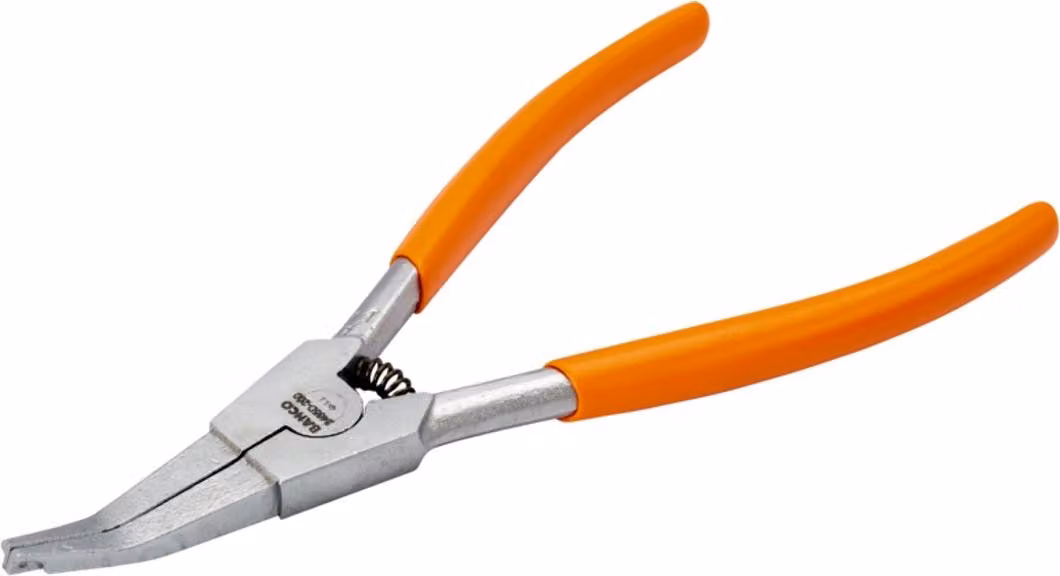 Pinza Bahco per anelli di sicurezza esterni, nichelata e cromata, impugnature rivestite in PVC, 200 mm