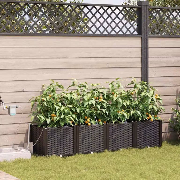 Set di 4 vasi da giardino vidaXL in plastica marrone L: 160 cm, P: 40 cm, H: 37,5 cm