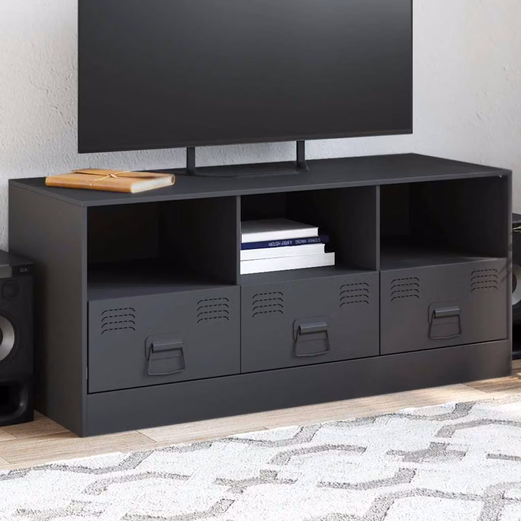 vidaXL Mobile Porta TV Antracite in Metallo con Ruote L 99 cm, P 39 cm, H 44 cm