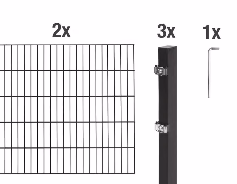 Recinzione a doppia barra Alberts 627706, set completo da 6 elementi, nero opaco, altezza 80 cm, lunghezza 4 m
