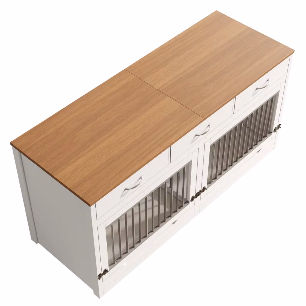 Box per cani Minimal con 3 cassetti bianco effetto legno L: 164 cm, P: 60 cm, H: 81 cm – 2