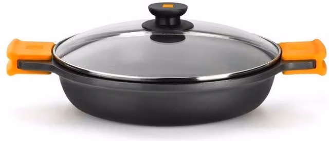 Casseruola in alluminio con coperchio in vetro BRA Efficient con rivestimento antiaderente, capacità 9 l, Diametro: 40 cm, colore Antracite