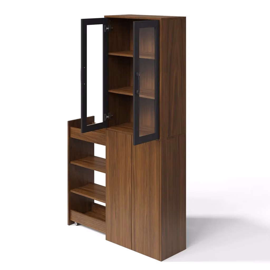 Libreria Minimal con ante in vetro e ripiani interni, L: 60 cm, P: 30 cm, H: 180 cm – 2