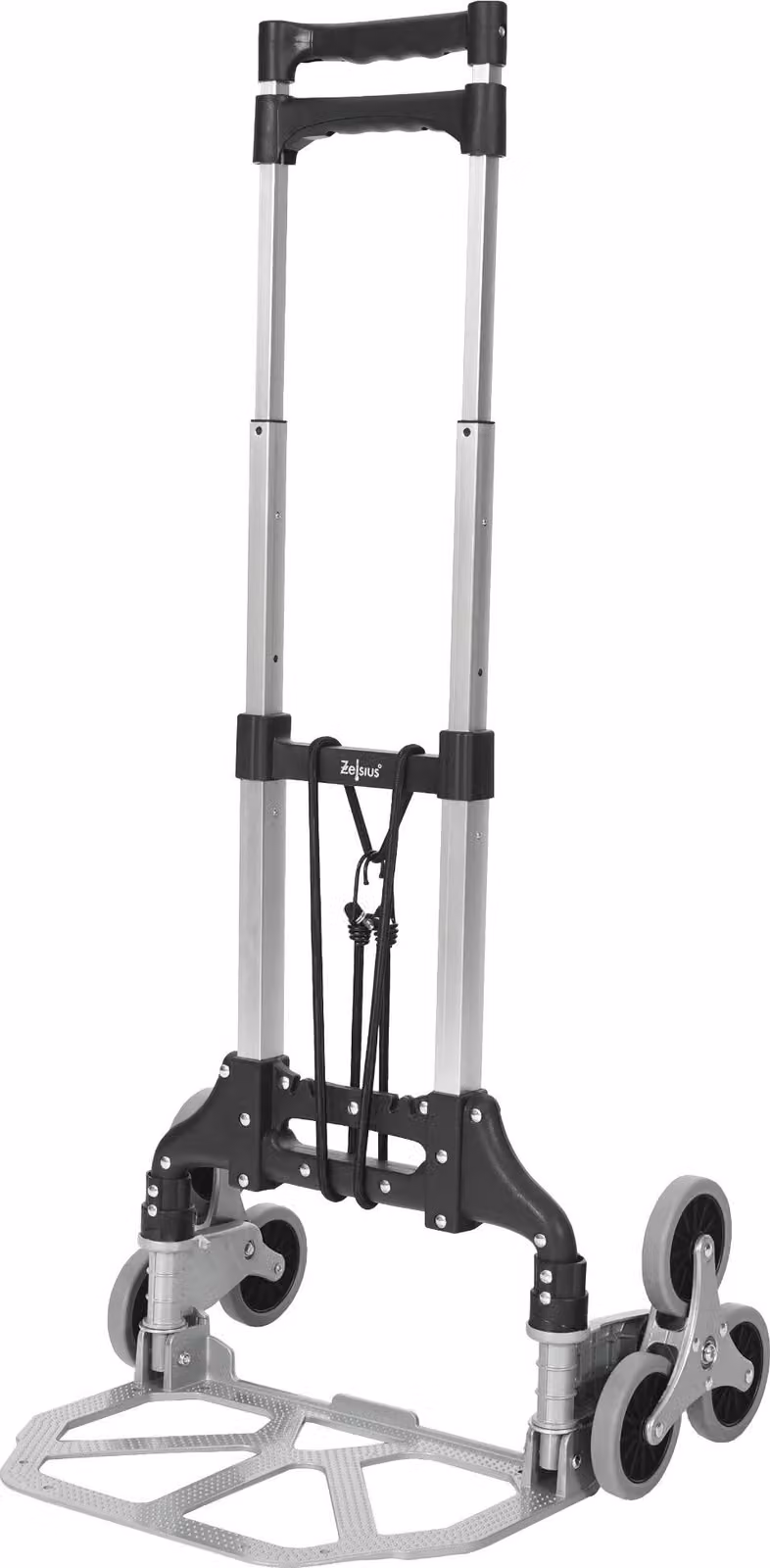 Carrello saliscale pieghevole Zelsius fino a 75 kg, carrello per il trasporto su scale, carrello per sacchi per scale