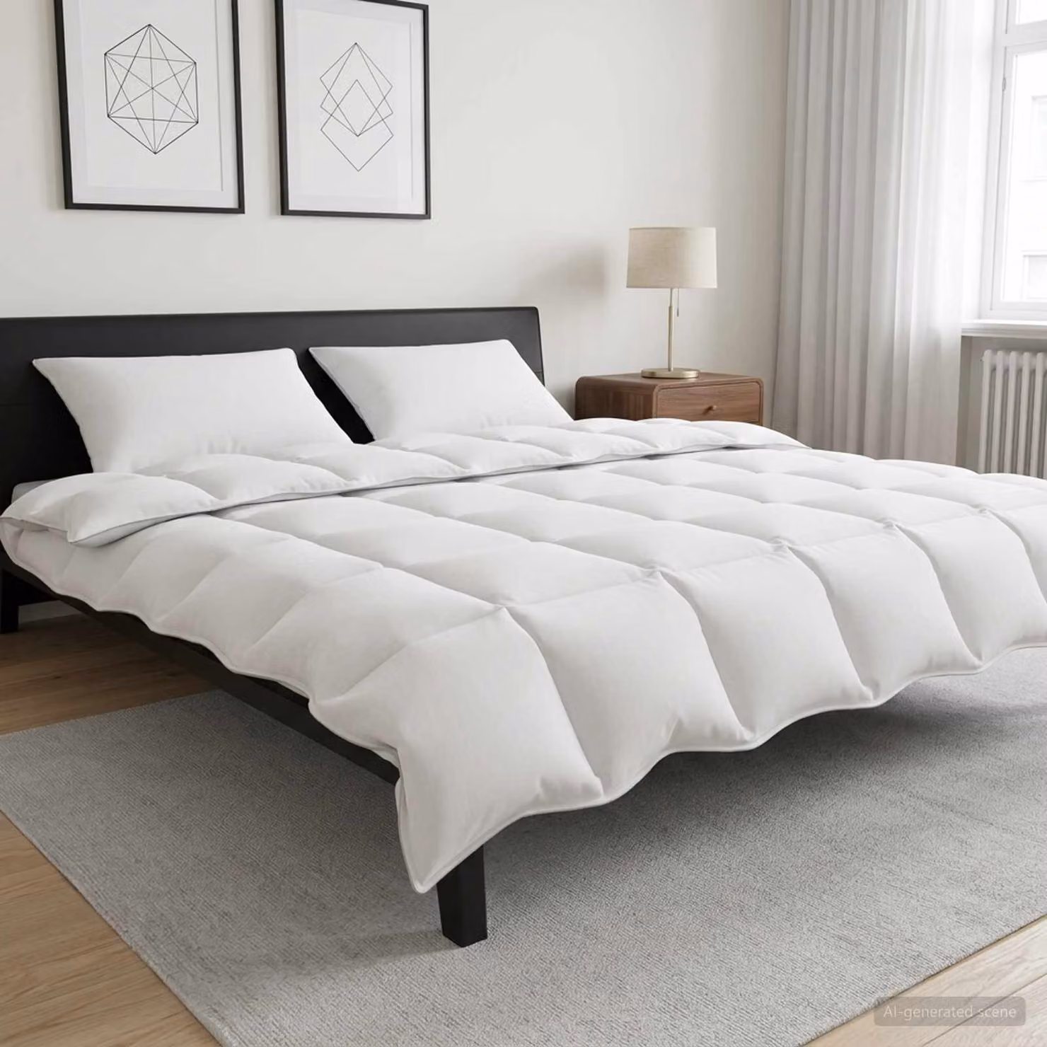 Set di piumoni e cuscini vidaXL in bamboo e poliestere, bianco, 200 x 220 cm